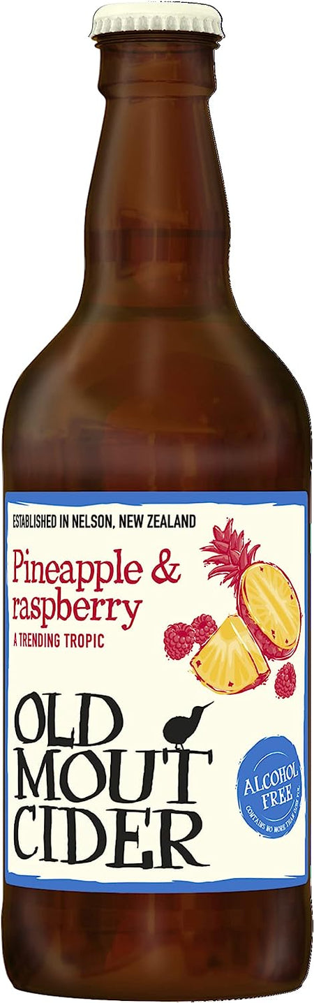Old Mout Cider Pineapple & Raspberry 500ml Bottles Alkohol Free, Case of 12 Old Mout Cider